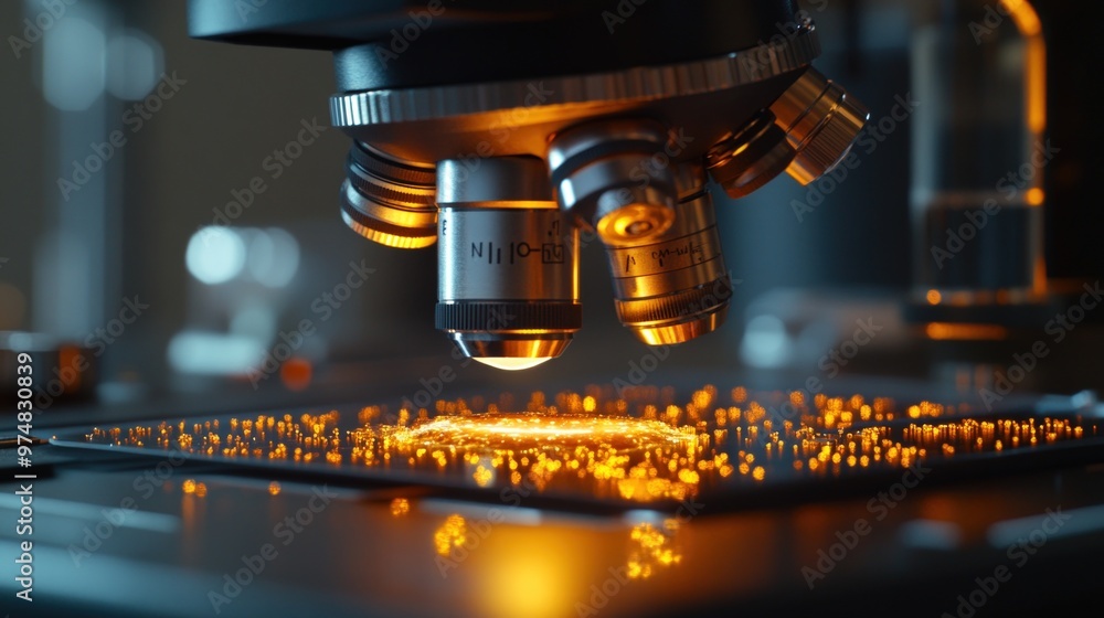 background Microscope detail image with illuminated slide background Microscope detail image with illuminated slide