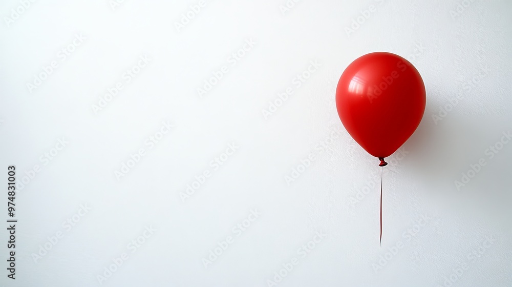 Red balloon on a white background, minimalistic concept Red balloon on a white background, minimalistic concept