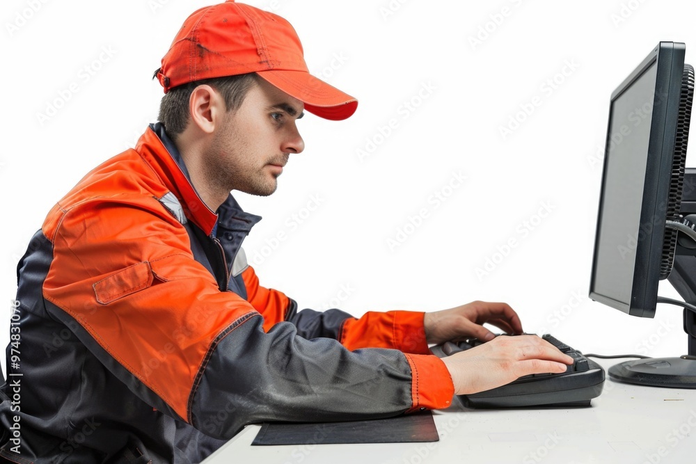 A person typing away on their computer, great for office or workspace scenes A person typing away on their computer, great for office or workspace scenes