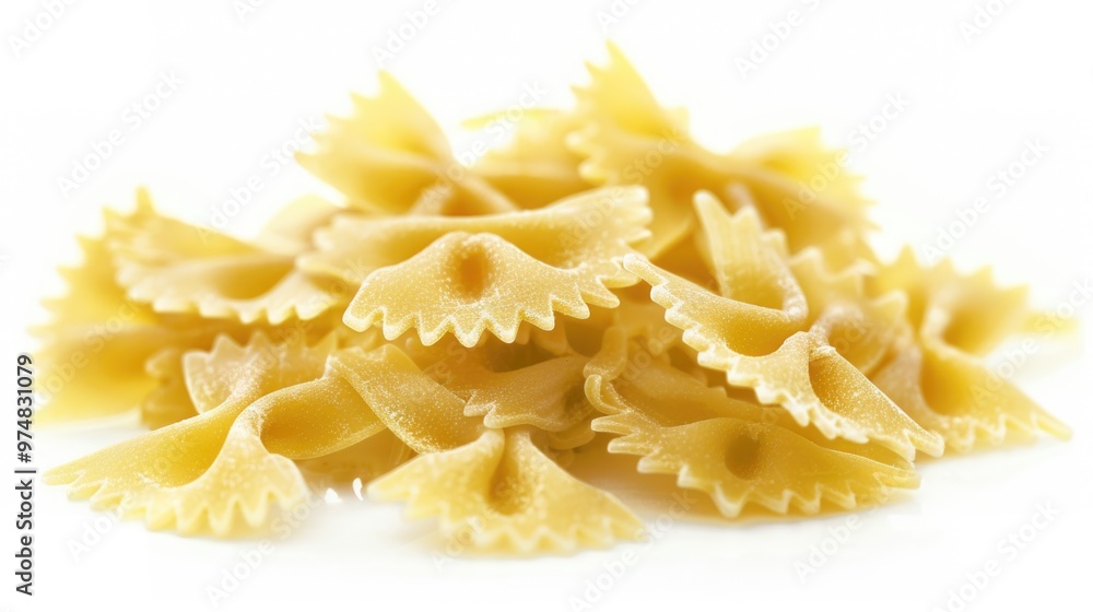A messy pile of pasta on a white background, perfect for food or kitchen themed images A messy pile of pasta on a white background, perfect for food or kitchen themed images