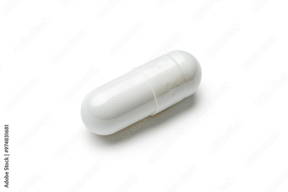 A close-up of a pill on a white surface, suitable for use in medical or pharmaceutical contexts A close-up of a pill on a white surface, suitable for use in medical or pharmaceutical contexts