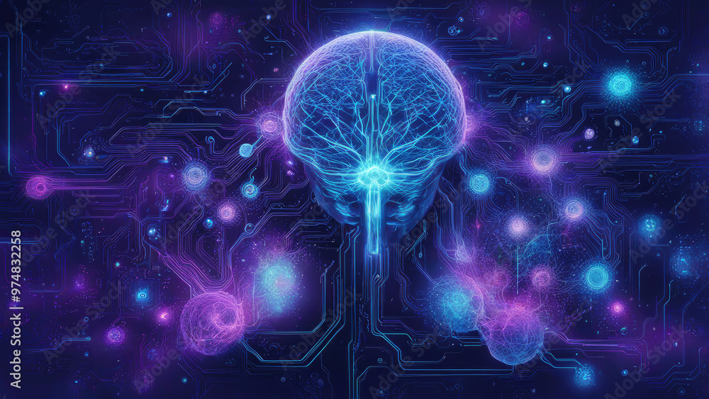 A glowing, neon-brain illustration with intricate neural networks in vibrant blue and purple hues. The futuristic design blends human intelligence with technology, symbolizing AI and data processing. A glowing, neon-brain illustration with intricate neural networks in vibrant blue and purple hues. The futuristic design blends human intelligence with technology, symbolizing AI and data processing.