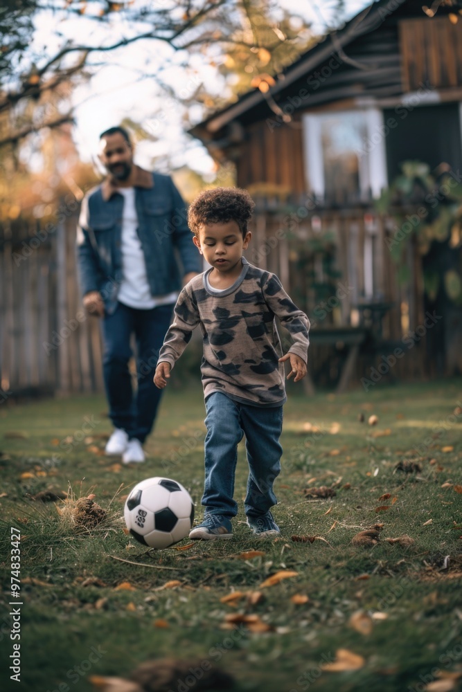 A young boy kicking and throwing a soccer ball in a outdoor setting A young boy kicking and throwing a soccer ball in a outdoor setting