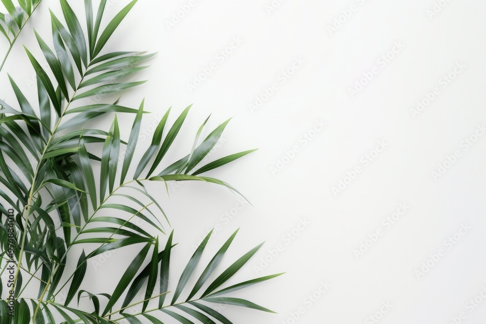 A small plant with green leaves growing against a plain white wall A small plant with green leaves growing against a plain white wall