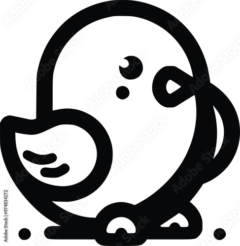 Cute Black and White Illustration of a Cuddly Chick