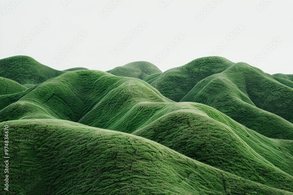 A scene with hills covered in lush green grass, suitable for nature and outdoor themed projects A scene with hills covered in lush green grass, suitable for nature and outdoor themed projects