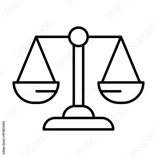 A simple graphic representation of scales symbolizing balance and justice.