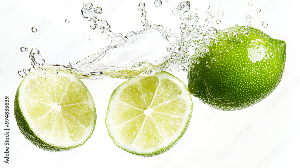 Lime halves submerged in water Lime halves submerged in water