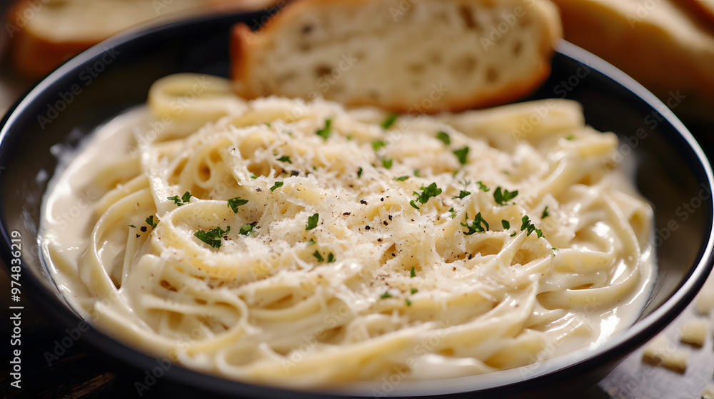 Creamy Alfredo Pasta with Garlic Bread Creamy Alfredo Pasta with Garlic Bread