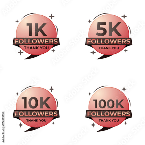 Gradient Artwork 100k, 1k, 5k, 10k Set followers thank you celebration badge artwork maroon colour
