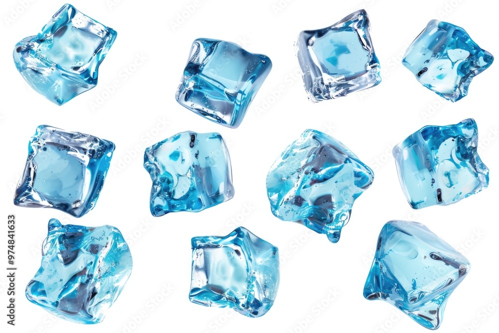 A close-up shot of a bunch of ice cubes arranged on a white surface A close-up shot of a bunch of ice cubes arranged on a white surface