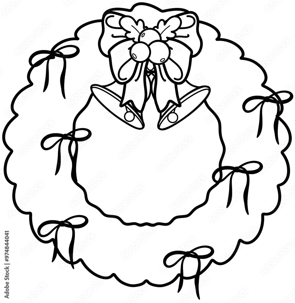 Christmas Wreath and Christmas tree Decoration in trendy groovy hippie style doodle outline. Merry Xmas 70s illustration Happy Winter holidays. Christmas Wreath and Christmas tree Decoration in trendy groovy hippie style doodle outline. Merry Xmas 70s illustration Happy Winter holidays.