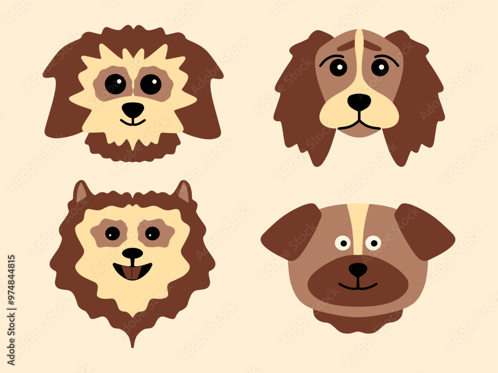 Obraz premium Dogs pattern. Pets. Cute wallpaper. Vector illustration