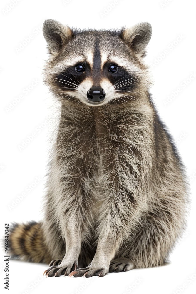 Close-up of a raccoon's face, looking directly at the camera Close-up of a raccoon's face, looking directly at the camera