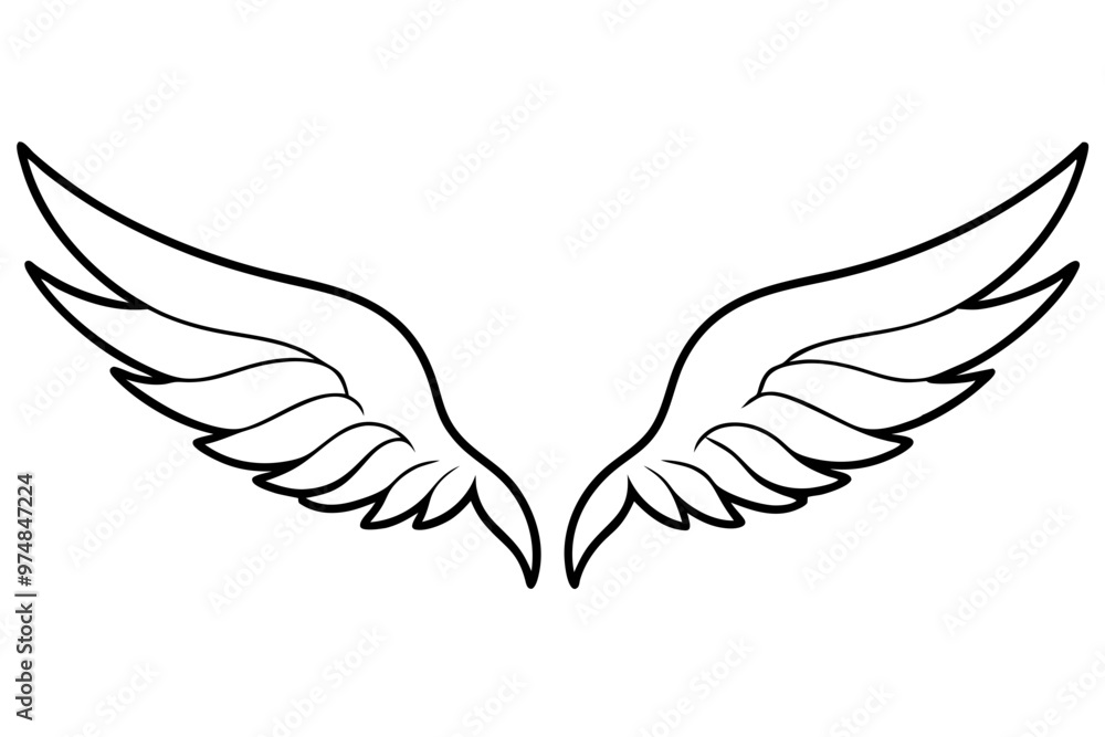 Fototapeta premium wings line art vector illustration