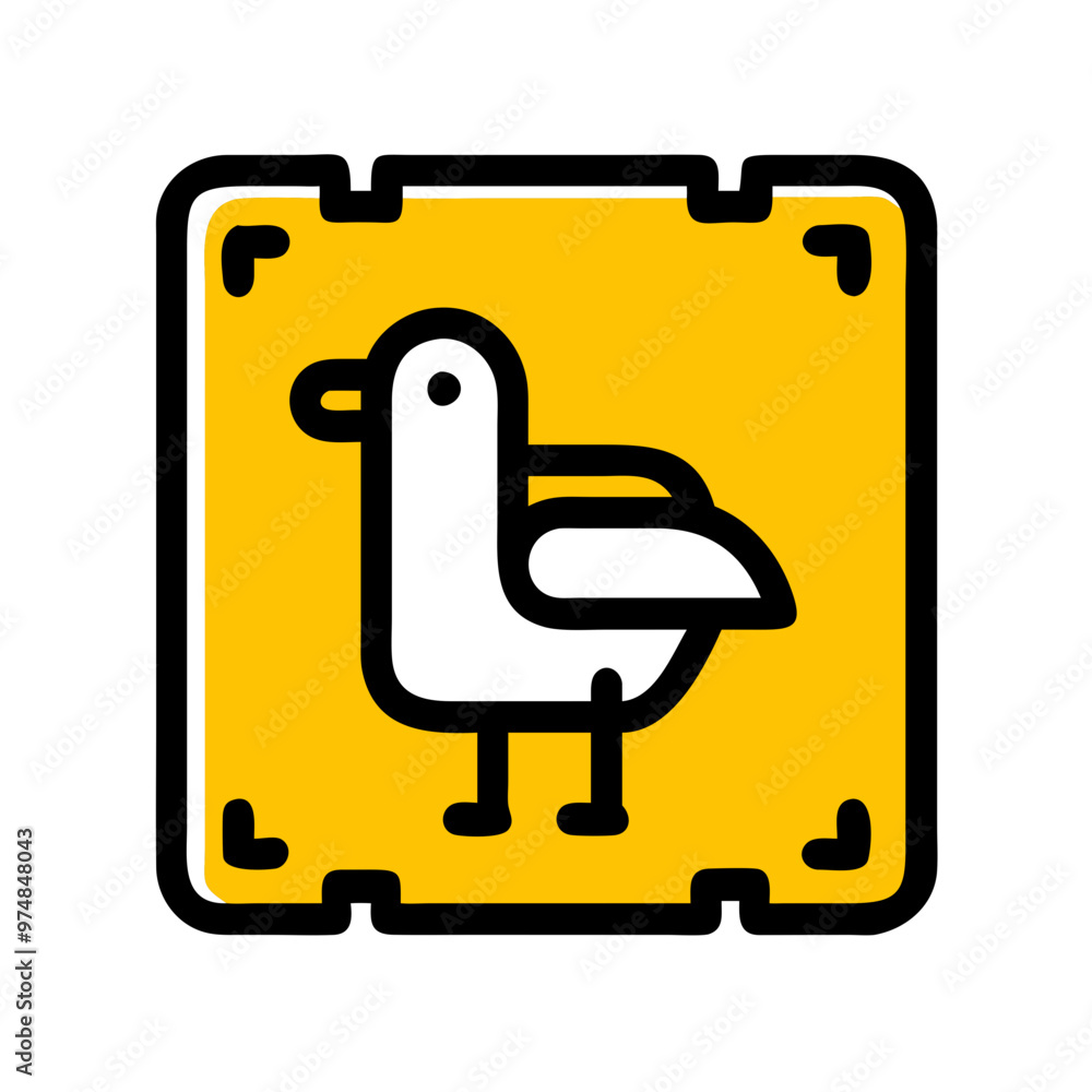Seagull Icon in Bright Yellow Square Design Seagull Icon in Bright Yellow Square Design