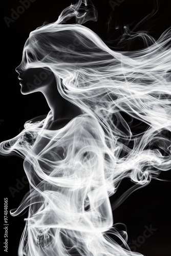 a woman of the elements, silhouetted against the wind