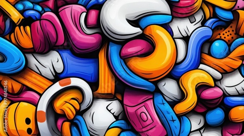 Colorful Cartoon Abstract Graffiti Art Background