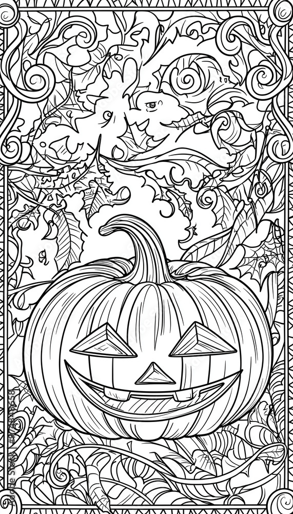 custom made wallpaper toronto digitalHalloween Coloring Page: Spooky and Fun Pumpkin - Clean Line Art for All Ages - Black and white - Printable pages
