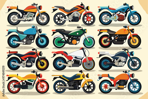 Stylish motorcycles best style collection white background