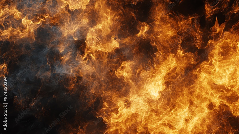 A vibrant display of flames illustrating the intense energy and dynamic movement of fire in dark surroundings.