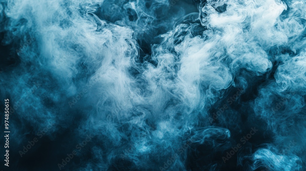 Abstract Blue Smoke Swirling on a Dark Background Abstract Blue Smoke Swirling on a Dark Background