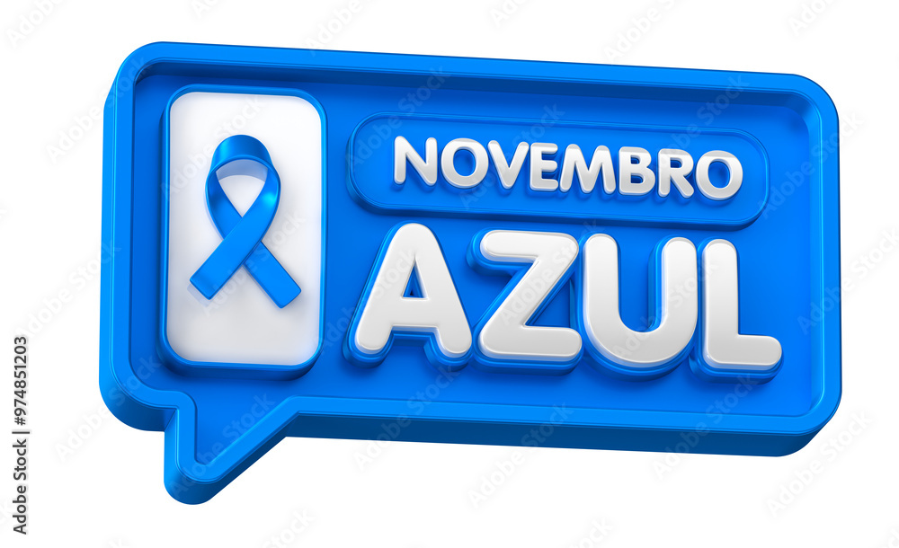 Label for Blue November In Brazilian Portuguese In 3d render with transparent background Label for Blue November In Brazilian Portuguese In 3d render with transparent background