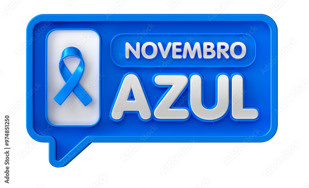 Label for Blue November In Brazilian Portuguese In 3d render with transparent background Label for Blue November In Brazilian Portuguese In 3d render with transparent background