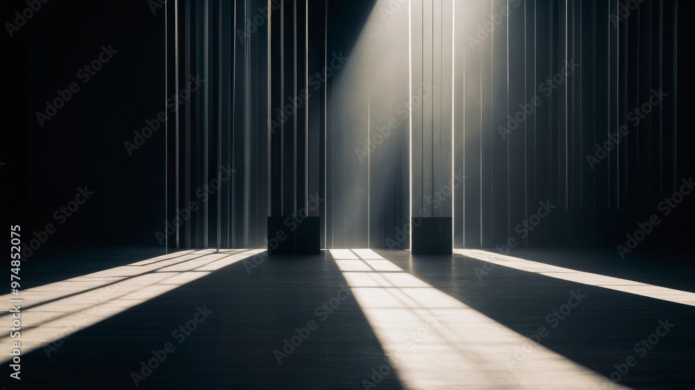 custom made wallpaper toronto digitalAbstract Empty Room with Vertical Light Rays and Minimalistic Shadows on the Floor