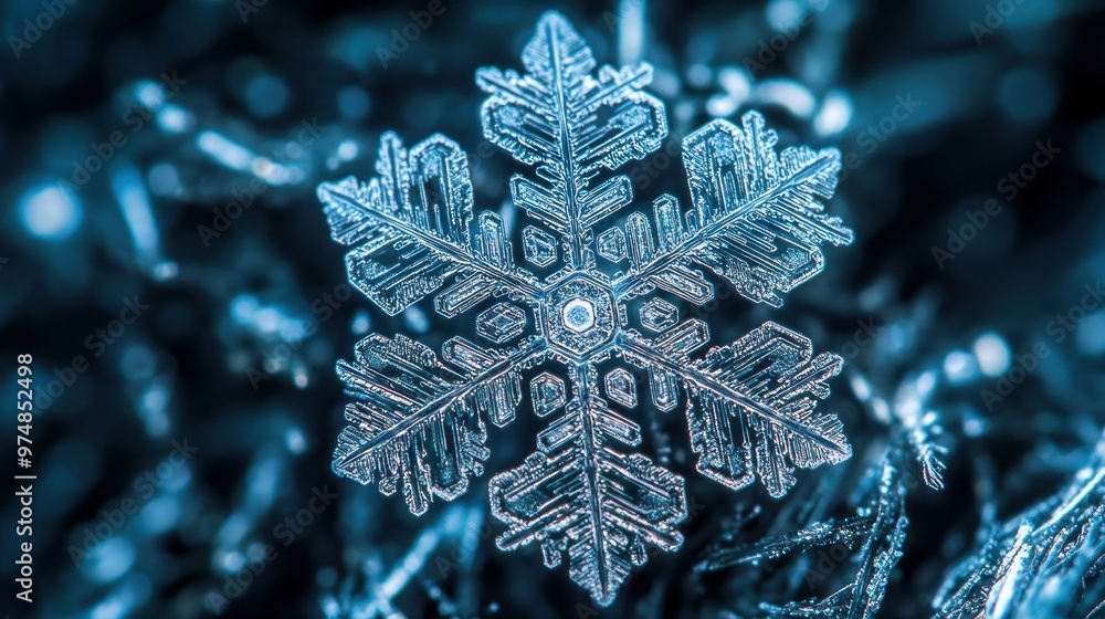 A Detailed Macro Shot of a Single Snowflake A Detailed Macro Shot of a Single Snowflake