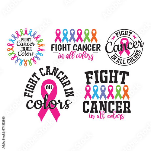 5 Fight Cancer in All Colors svg bundle , Cancer Svg Bundle