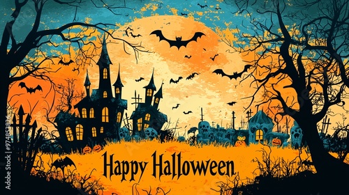 Wallpaper Mural Happy Halloween Spooky background Torontodigital.ca