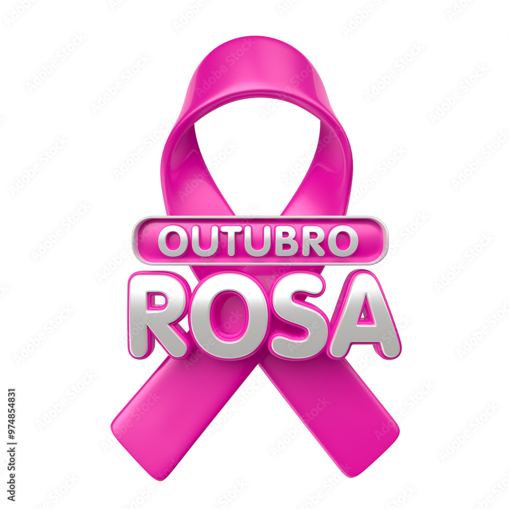 Label for campaign October Pink In Brazilian Portuguese in 3d render with transparent background Label for campaign October Pink In Brazilian Portuguese in 3d render with transparent background