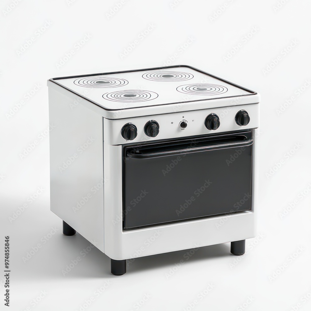 A high-resolution shot of a compact electric stove, isolate on white background A high-resolution shot of a compact electric stove, isolate on white background
