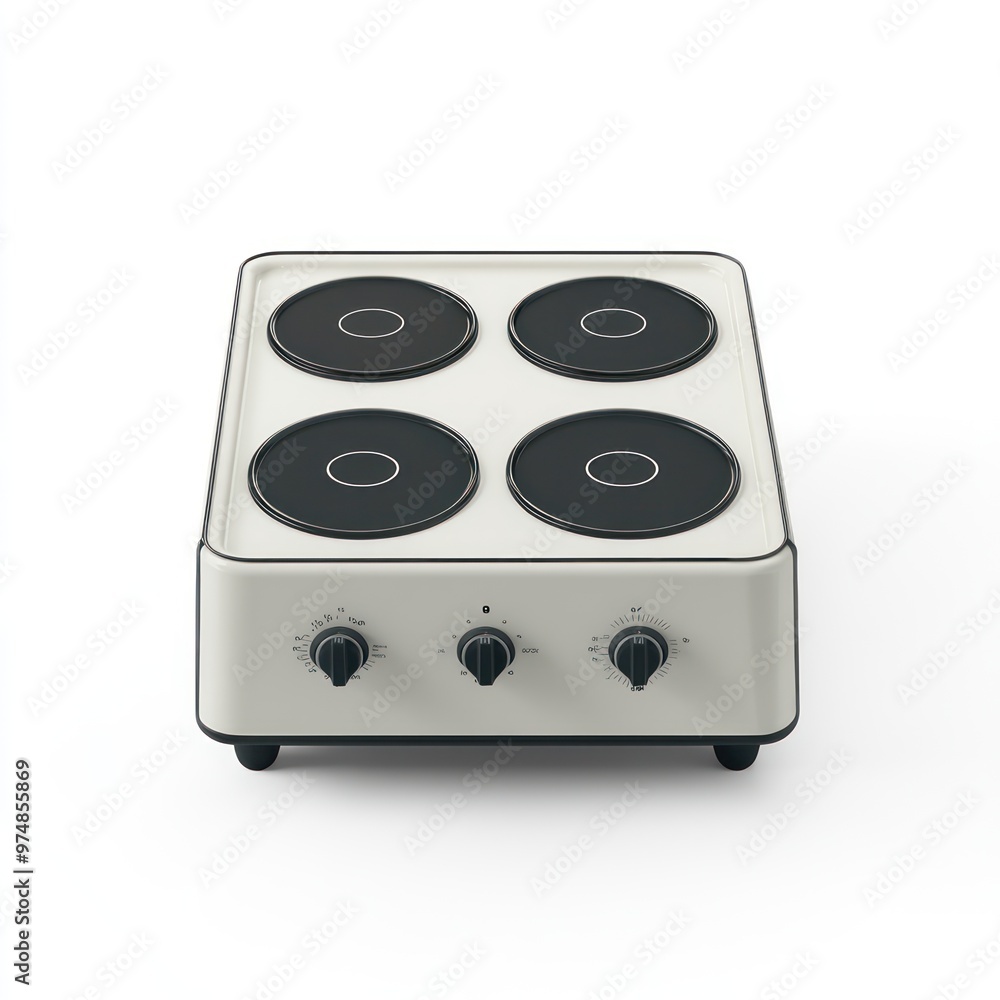 Obraz premium A high-resolution shot of a compact electric stove, isolate on white background