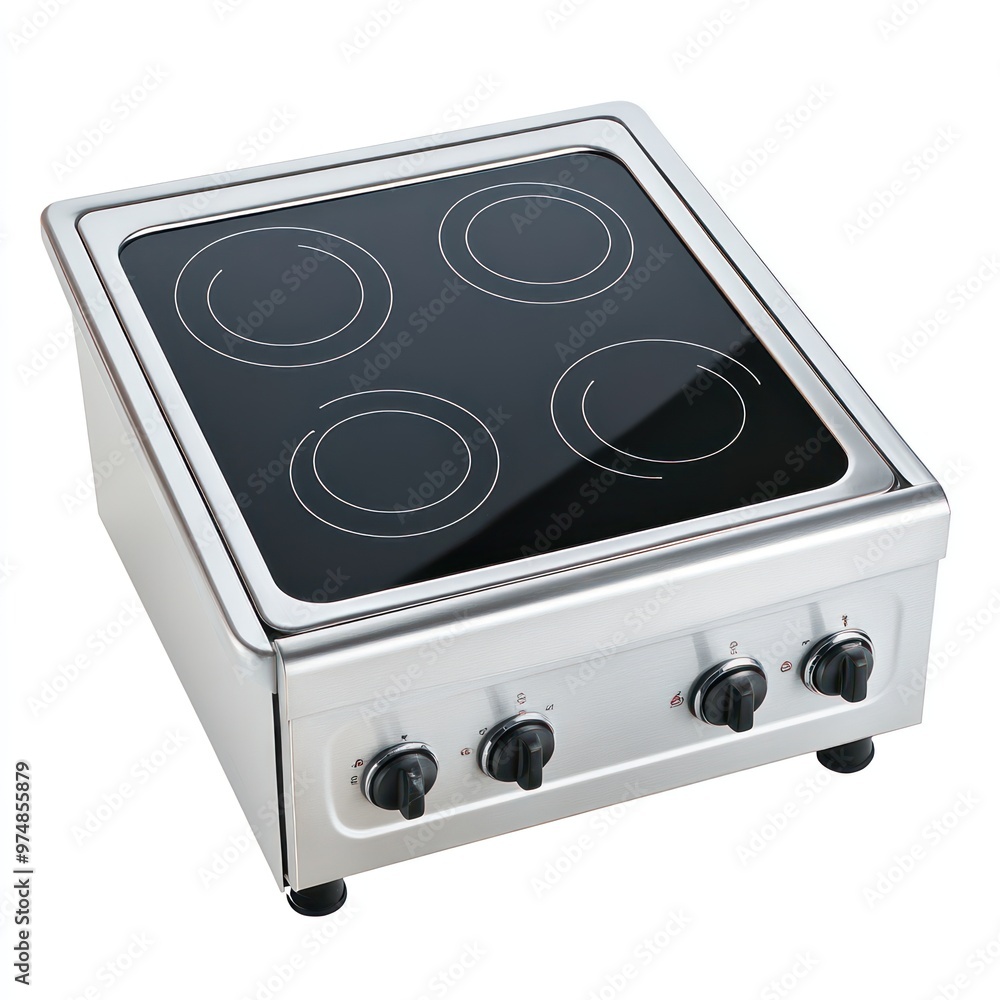 Fototapeta premium A high-resolution shot of a compact electric stove, isolate on white background