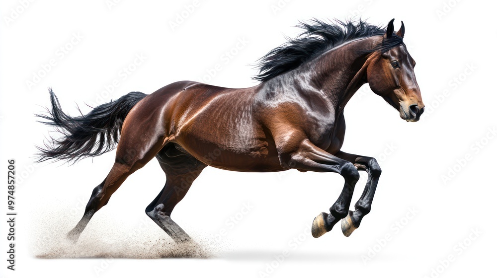 A horse galloping, isolate on white background A horse galloping, isolate on white background