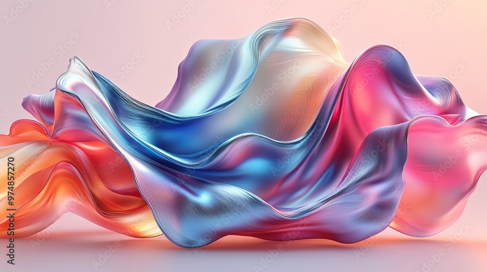 Obraz premium Abstract 3D render of flowing, iridescent liquid.