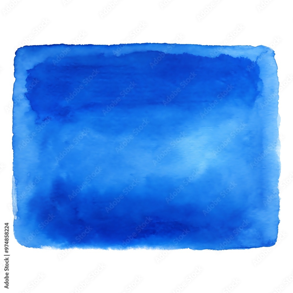 A picture, blue watercolor of a rectangle, isolated on white background. A picture, blue watercolor of a rectangle, isolated on white background.
