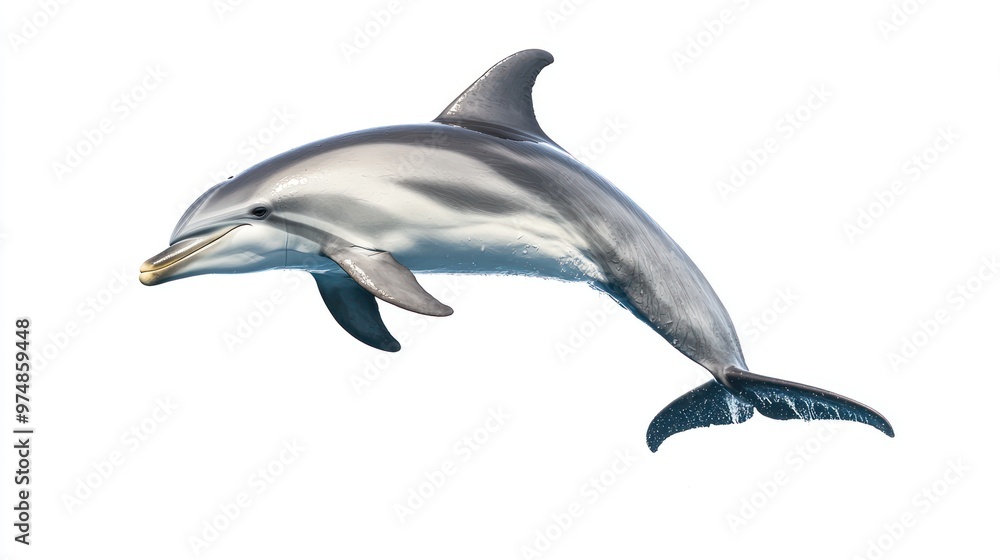 A photo of a dolphin jumping, isolate on white background A photo of a dolphin jumping, isolate on white background