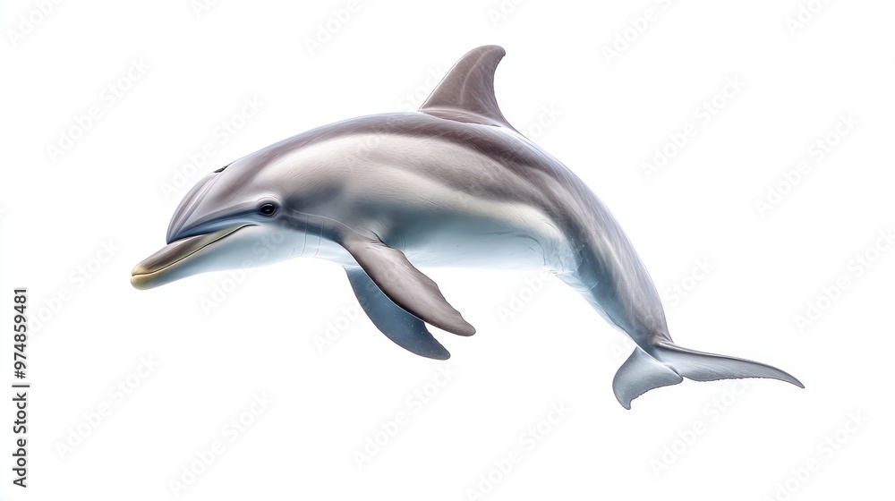 A photo of a dolphin underwater, isolate on white background A photo of a dolphin underwater, isolate on white background