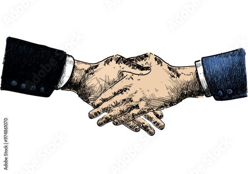 bussinesman handshake gesture agreement sign  linear hand realistic vector illustration agreement, partnership, trust, and collaboration in business and personal relations isolated on white background