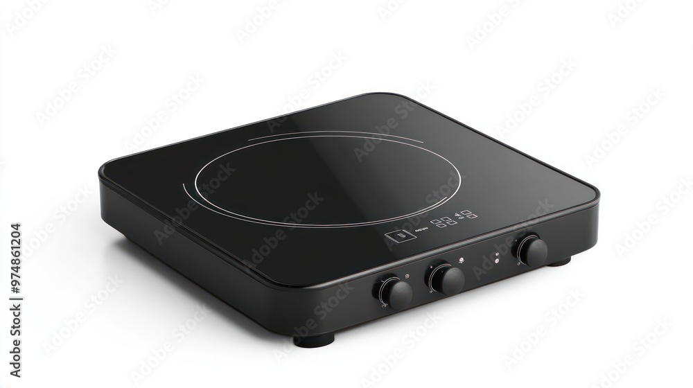 Fototapeta premium A portable induction cooktop, isolate on white background