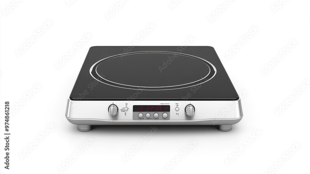 Fototapeta premium A portable induction cooktop, isolate on white background