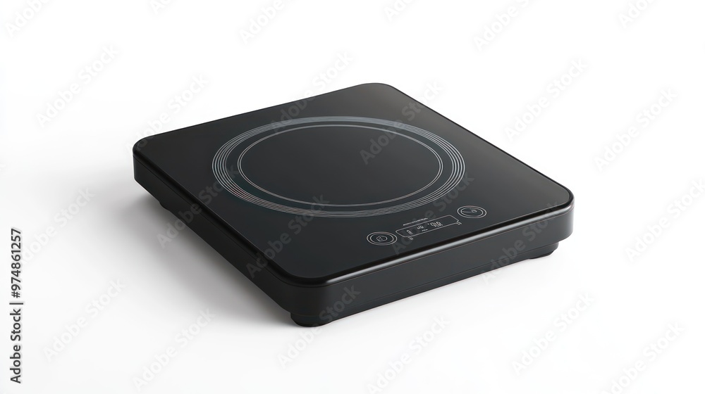 Fototapeta premium A portable induction cooktop, isolate on white background