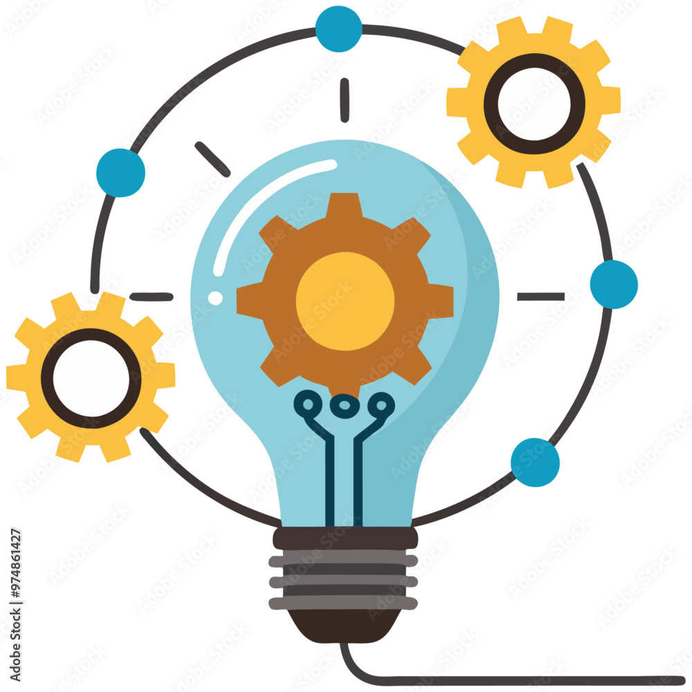 Creative business lightbulb with innovation and interconnected gears Creative business lightbulb with innovation and interconnected gears