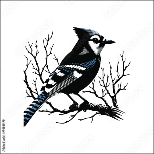bird, crow, black, animal, wildlife, nature, raven, magpie, beak, white, wild, birds, feather, branch, isolated, avian, feathers
blue jay on a branch