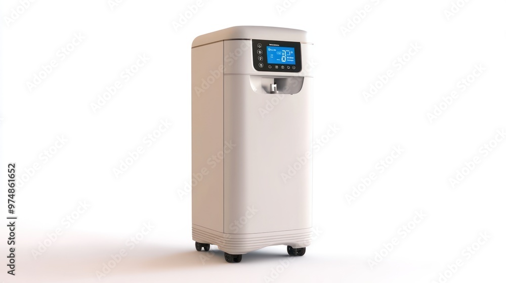 A portable water cooler with a digital display, isolate on white background A portable water cooler with a digital display, isolate on white background