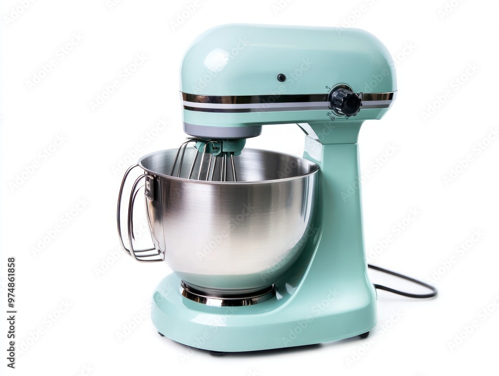 A retro-style electric mixer, isolate on white background A retro-style electric mixer, isolate on white background