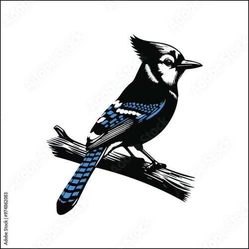 bird, crow, black, animal, wildlife, nature, raven, magpie, beak, white, wild, birds, feather, branch, isolated, avian, feathers
blue jay on a branch